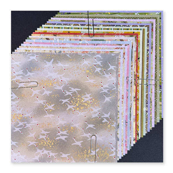 Origami Paper | 12 Chiyogami & 12 Unprinted Japanese | 180mm x 180mm | Set A | Kami Paper