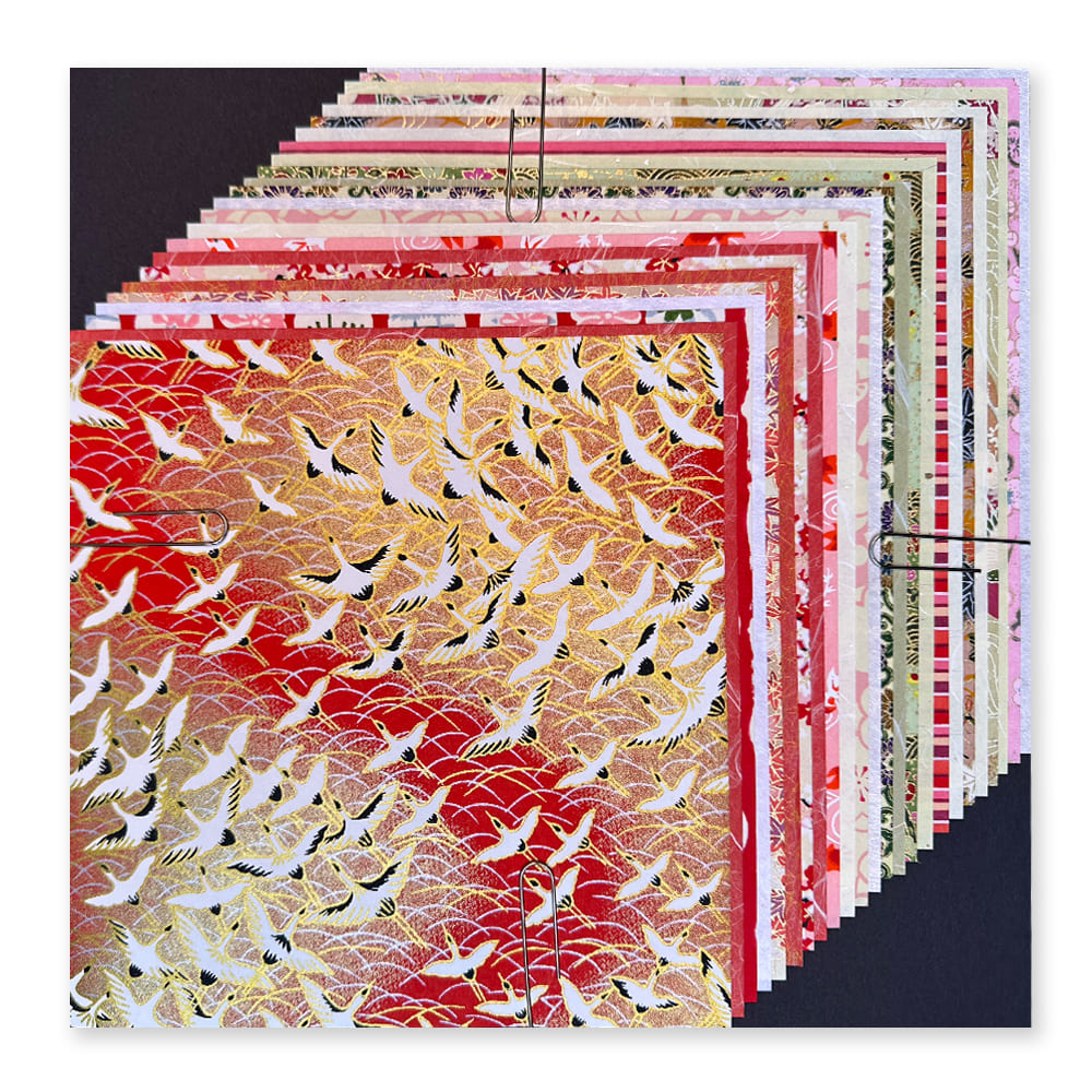 Origami Paper | 12 Chiyogami & 12 Unprinted Japanese | 180mm x 180mm | Set B | Kami Paper