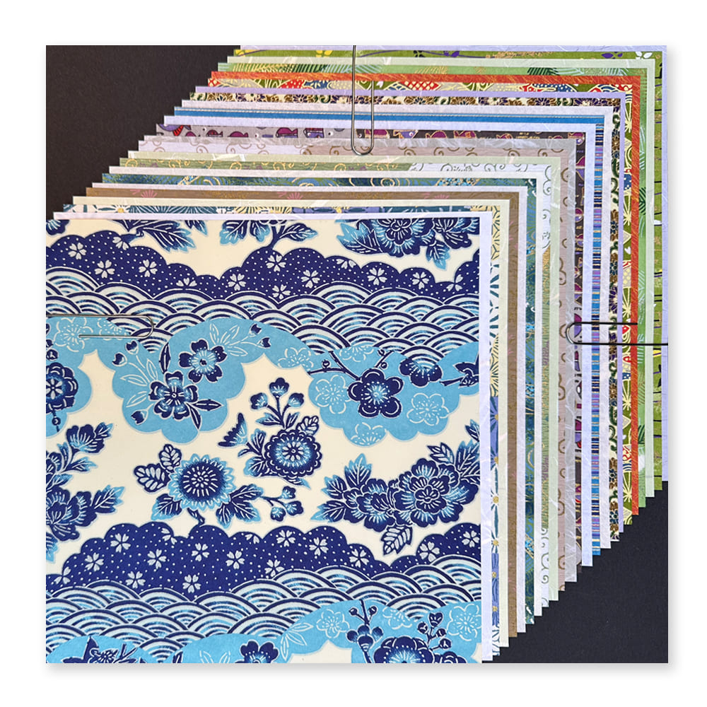 Origami Paper | 12 Chiyogami & 12 Unprinted Japanese | 180mm x 180mm | Set C | Kami Paper