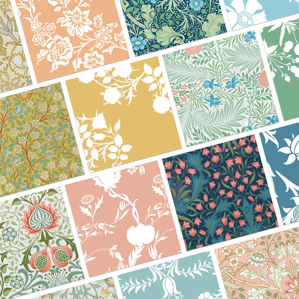 Origami Paper | William Morris Origami Florals | 15 x 15 cm | 64 Sheets | Pomegranate - Kami Paper