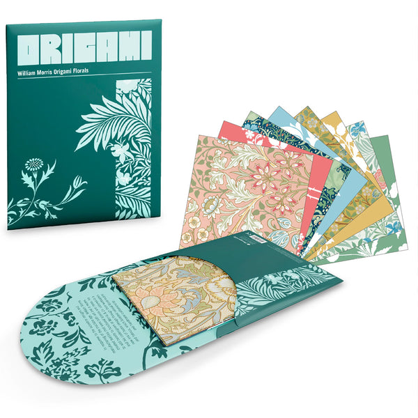 Origami Paper | William Morris Origami Florals | 15 x 15 cm | 64 Sheets | Pomegranate - Kami Paper
