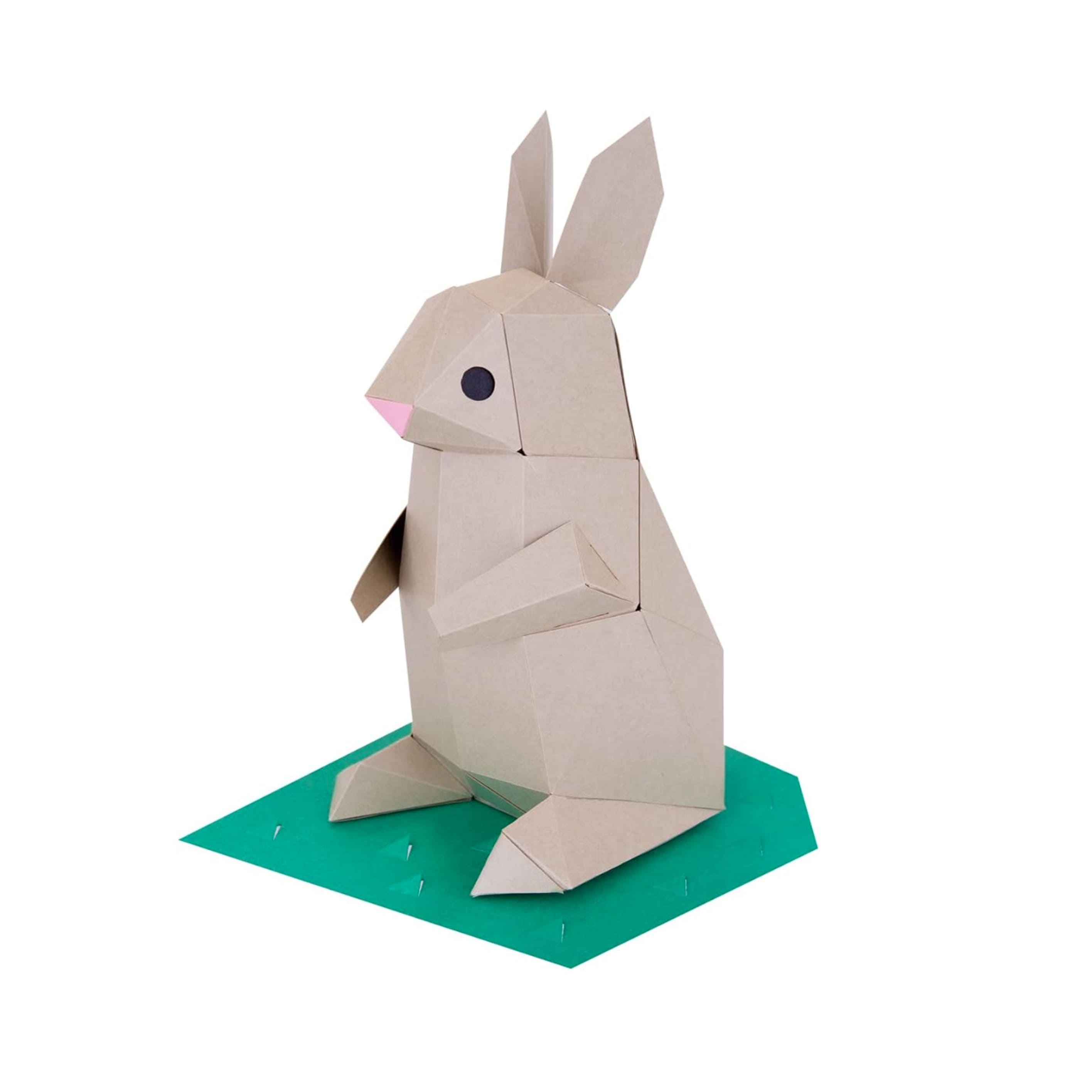 3D Cardboard Model Kit | TINY Animals | Rabbit | Brown | Kaku Kaku | B