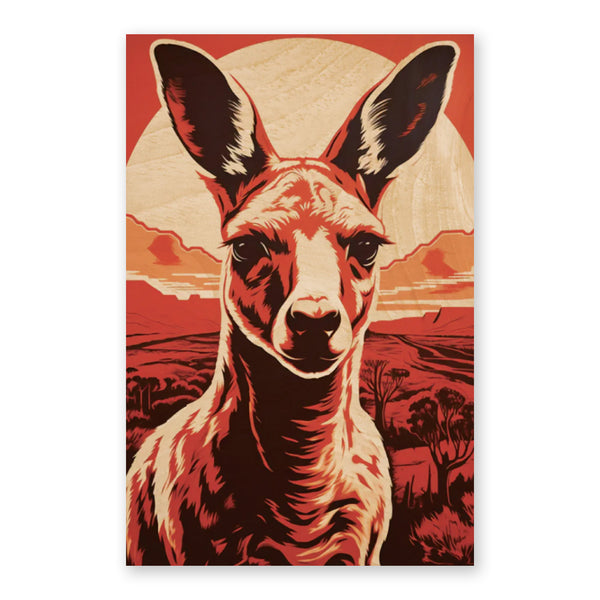 Australiana Postcard | Kangaroo 2 | Woodhi - Kami Paper