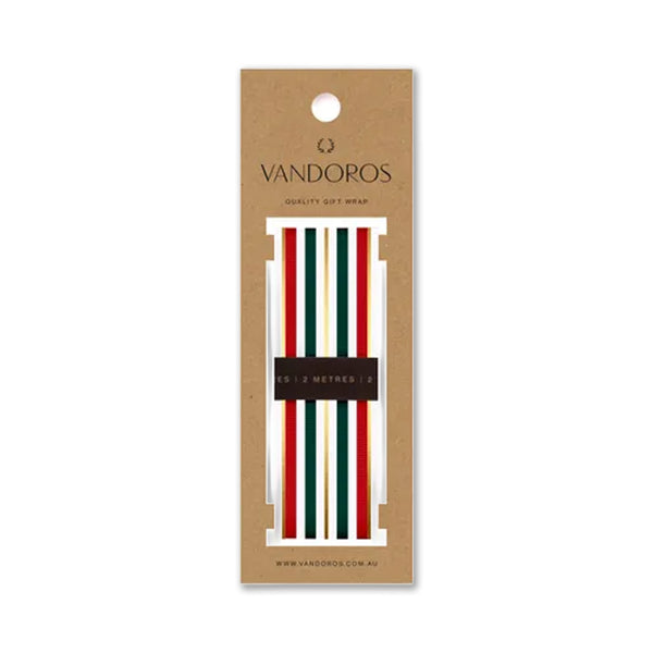 Ribbon | Metallic Stripe Grosgrain Skein | 30 mm x 2 m | Vandoros | 2 COLOUR OPTIONS AVAILABLE