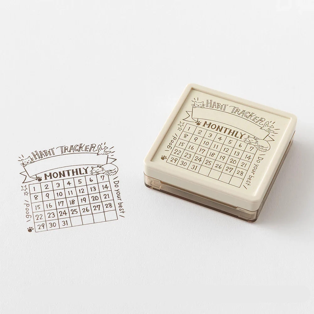 Stamp | Self Inking Stamp | Habit Tracker Cat | Bread | Midori