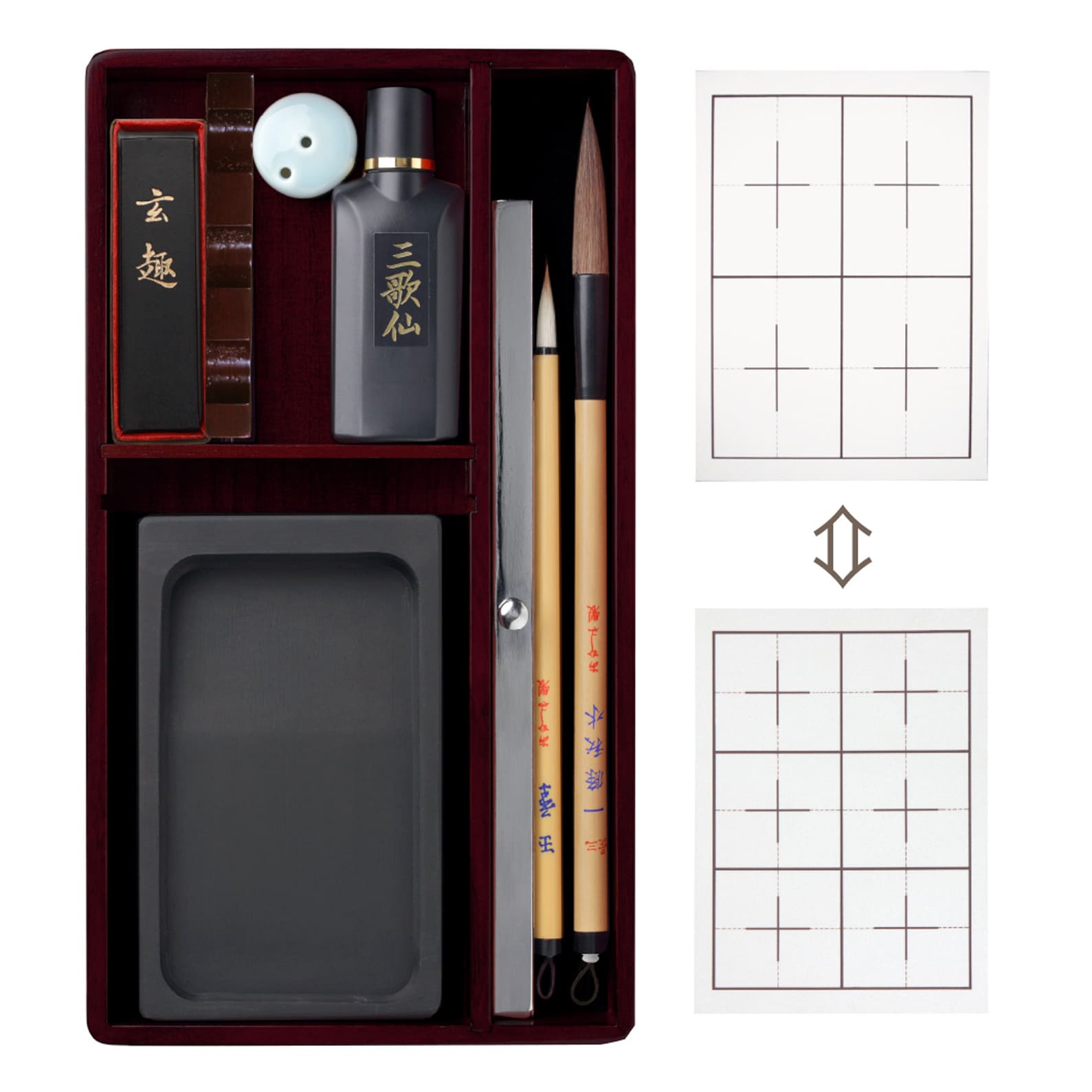 Shodo Set | Calligraphy Set | Echizen Lacquer Rose | Large | Akashiya