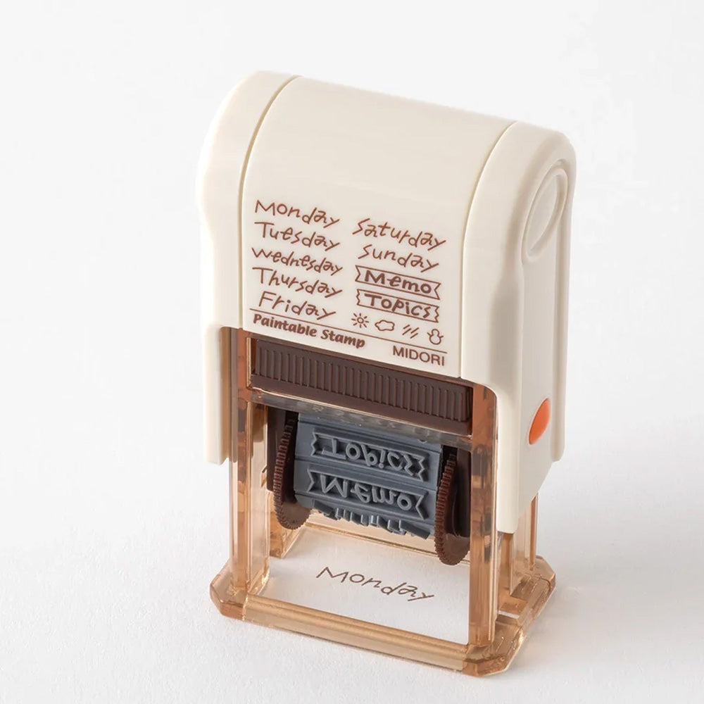 Stamp | Paintable Rotating Stamp | Brown Ink | Days | Midori