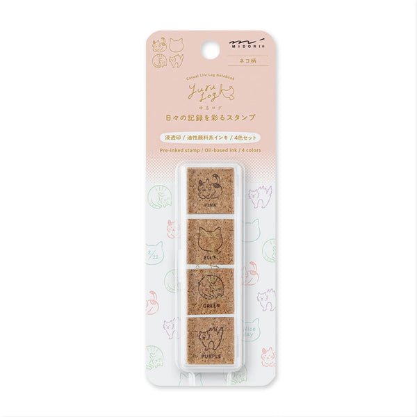 Stamp | Pre Inked Paintable Stamp | Yuru Log | Cat | Midori