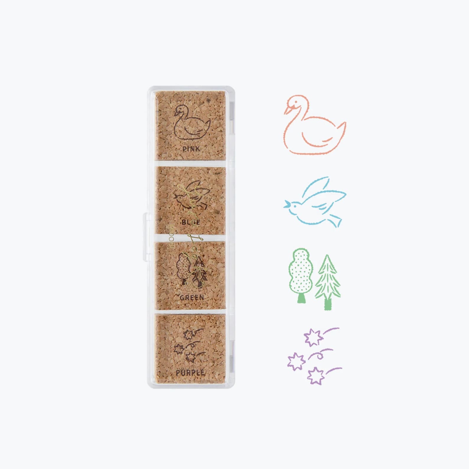Stamp | Pre Inked Paintable Stamp | Yuru Log | Forest | Midori