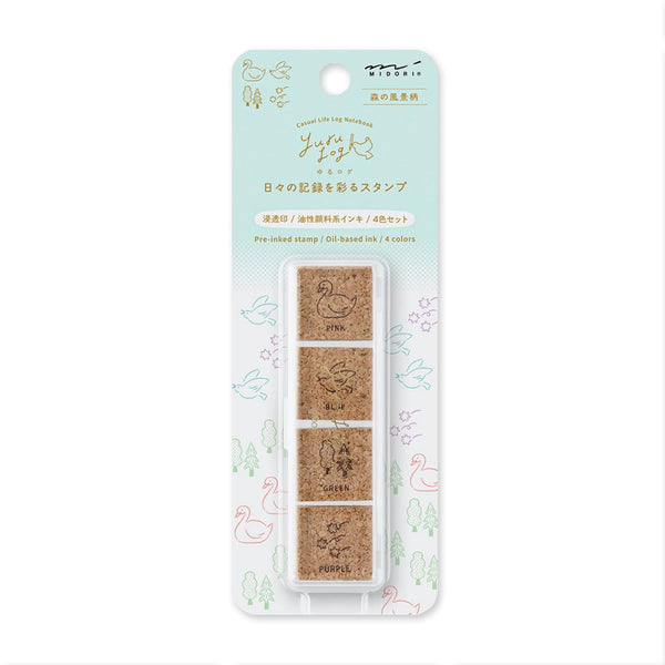 Stamp | Pre Inked Paintable Stamp | Yuru Log | Forest | Midori