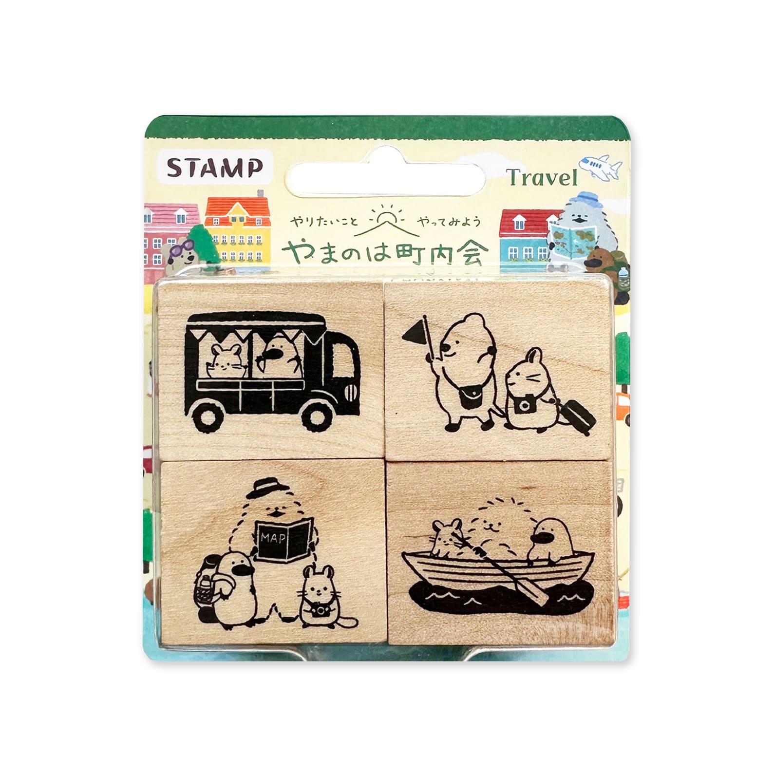 Stamp | Wooden Rubber Stamp Set | Yamanoha Chonaikai | Travel | NB Co.