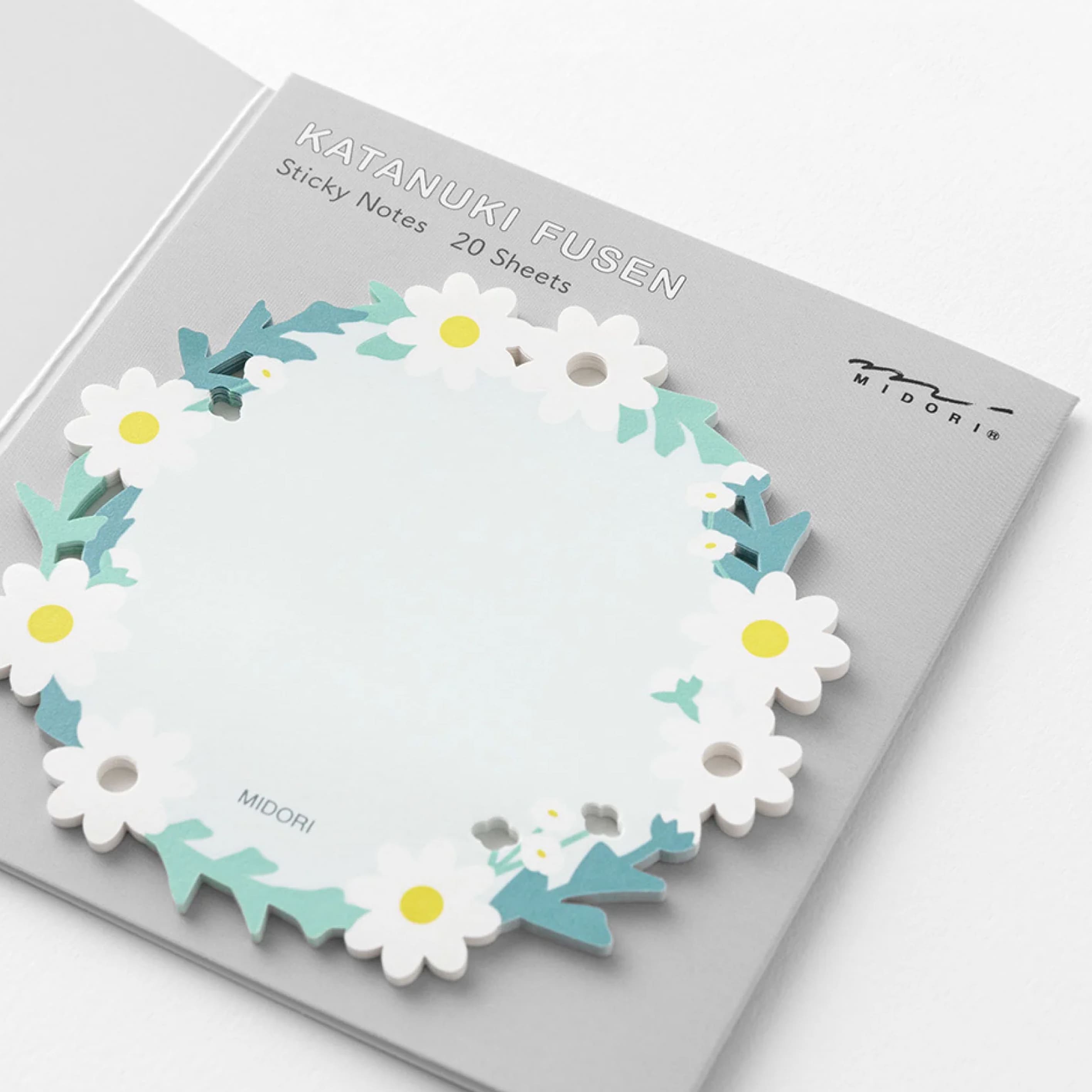 Die Cut Sticky Notes | White Wreath | Midori