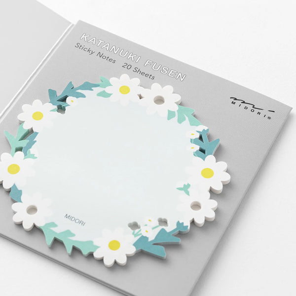 Die Cut Sticky Notes | White Wreath | Midori