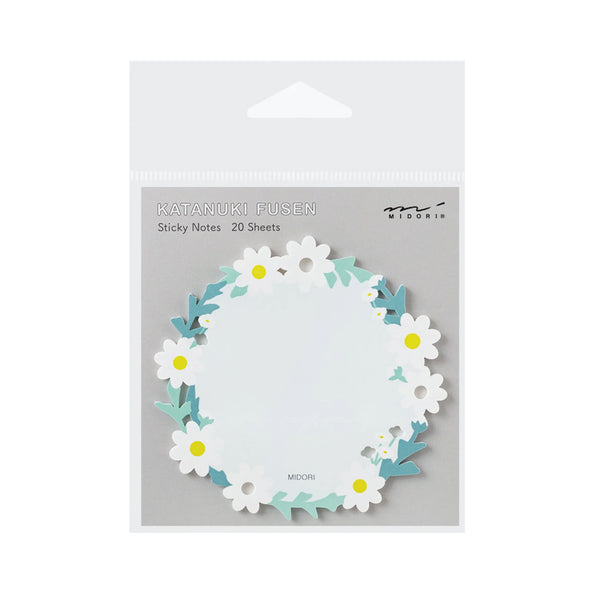 Die Cut Sticky Notes | White Wreath | Midori