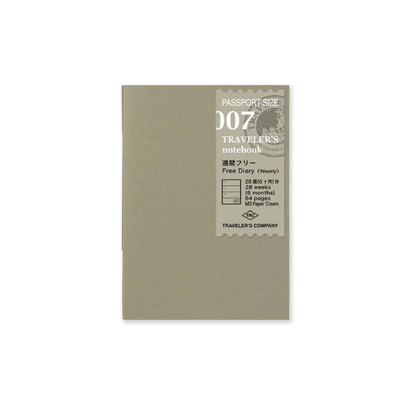 Notebook Refill | Free Diary Weekly | Traveler's Company | 2 SIZE OPTIONS AVAILABLE - Kami Paper