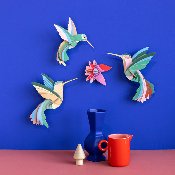 3D Cardboard Model Kit | Wall Art | A4 | Set of 4 Models | Dance of Hummingbirds | Studio Roof