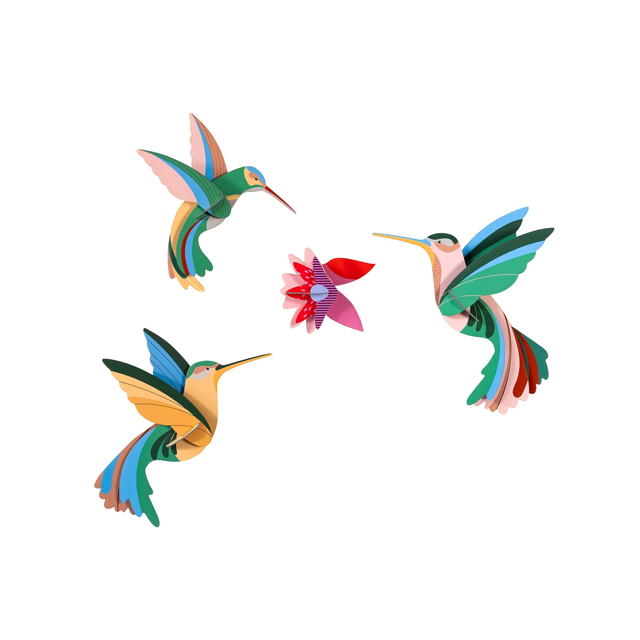 3D Cardboard Model Kit | Wall Art | A4 | Set of 4 Models | Dance of Hummingbirds | Studio Roof