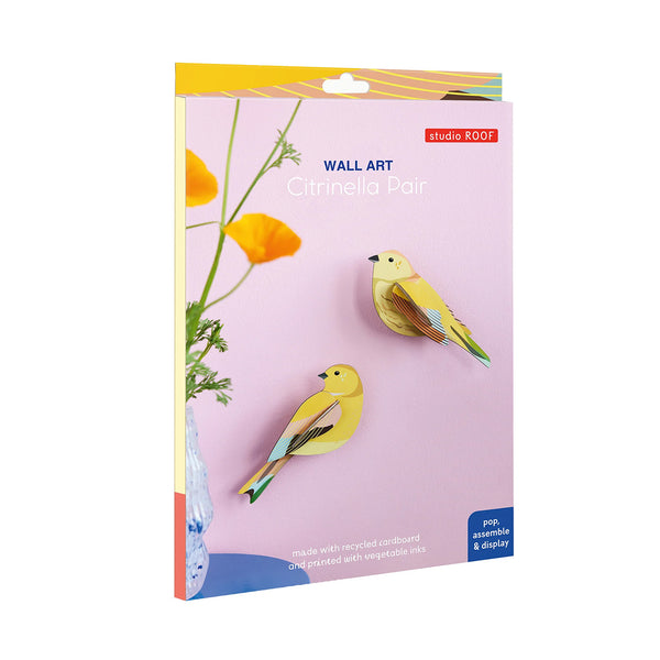 3D Cardboard Model Kit | Wall Art | B6 | Garden Birds | Citrinella Pair | Studio Roof