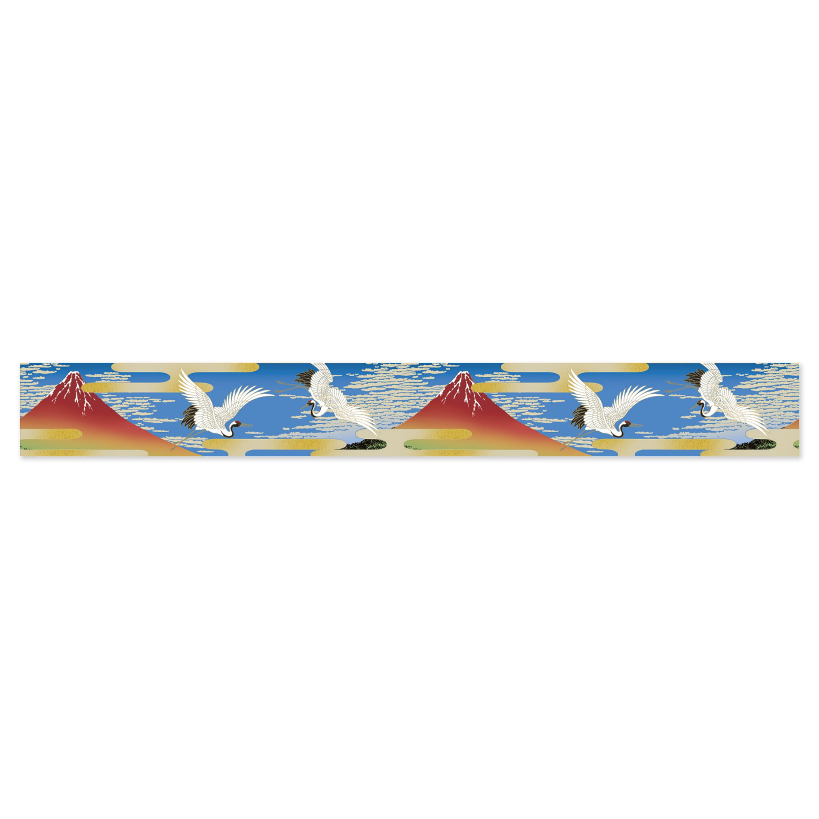 Washi Tape | Yuzen Pattern | Kimono Beauty Series | Yuu | Red Mt Fuji and Crane | Kamiiso | 2 SIZE OPTIONS AVAILABLE