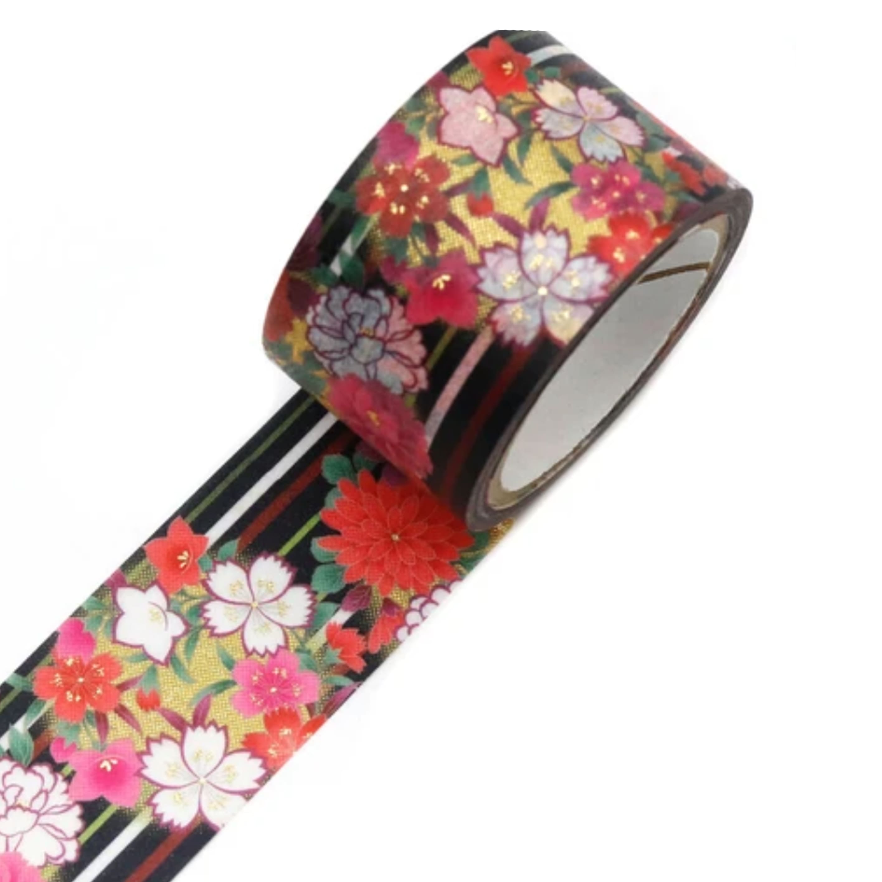 Washi Tape | Yuzen Pattern | Kimono Beauty Series | Hana | Flower Circle | Kamiiso | 2 SIZE OPTIONS AVAILABLE