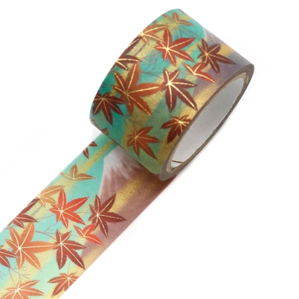 Washi Tape | Yuzen Pattern | Kimono Beauty Series | Yuu | Mt Fuji Autumn Leaves | Kamiiso | 2 SIZE OPTIONS AVAILABLE