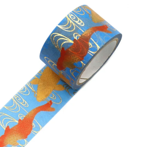 Washi Tape | Yuzen Pattern | Kimono Beauty Series | Yuu | Red and Gold Carp | Kamiiso | 2 SIZE OPTIONS AVAILABLE