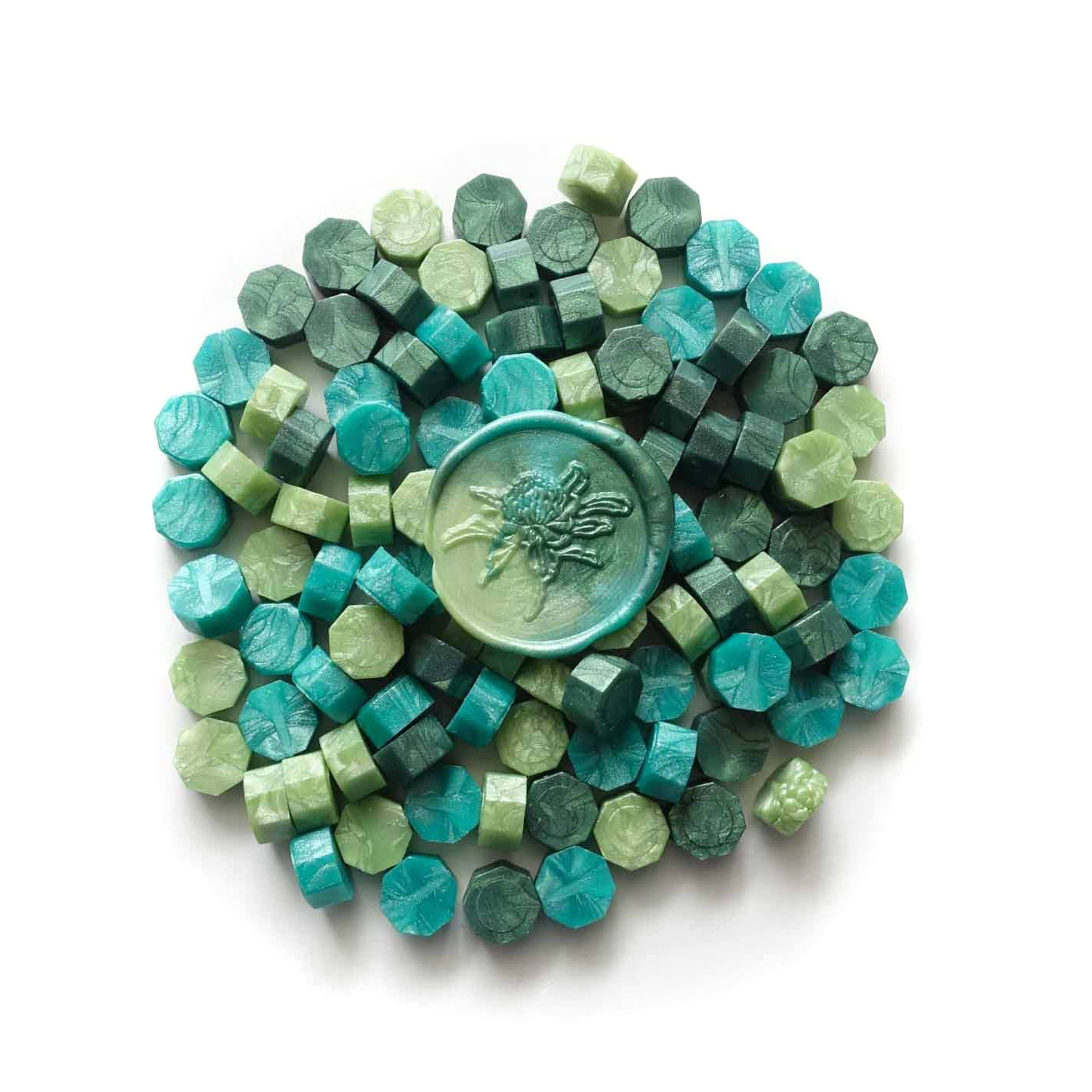 Sealing Wax | Sealing Wax Beads | Green Forest Apple Aqua | Fiona Ariva