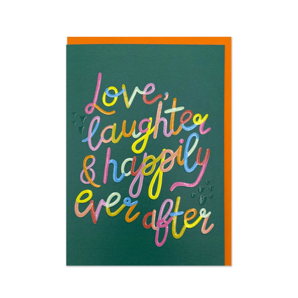 Wedding Card | Love Laughter and Happily Ever After | Raspberry Blossom