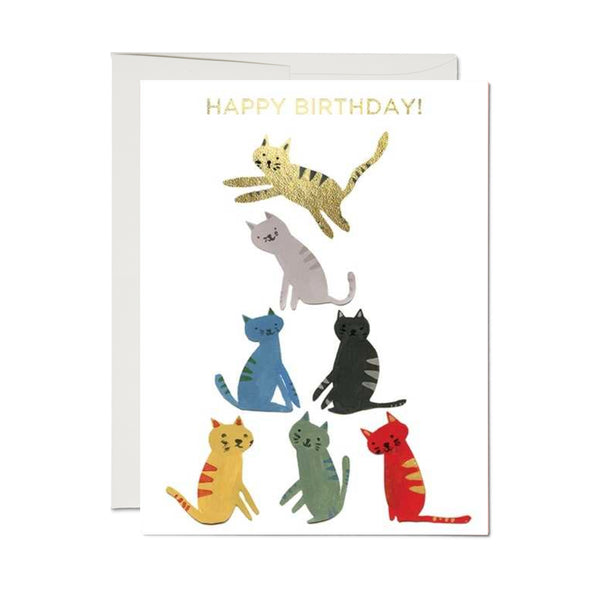 Birthday Card | Gold Kitty | Red Cap Cards