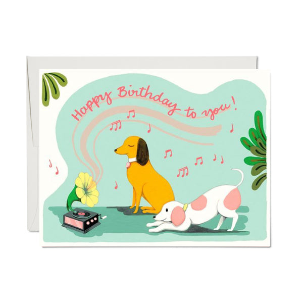 Birthday Card | Gramophone Dog Birthday | Joojoo Paper
