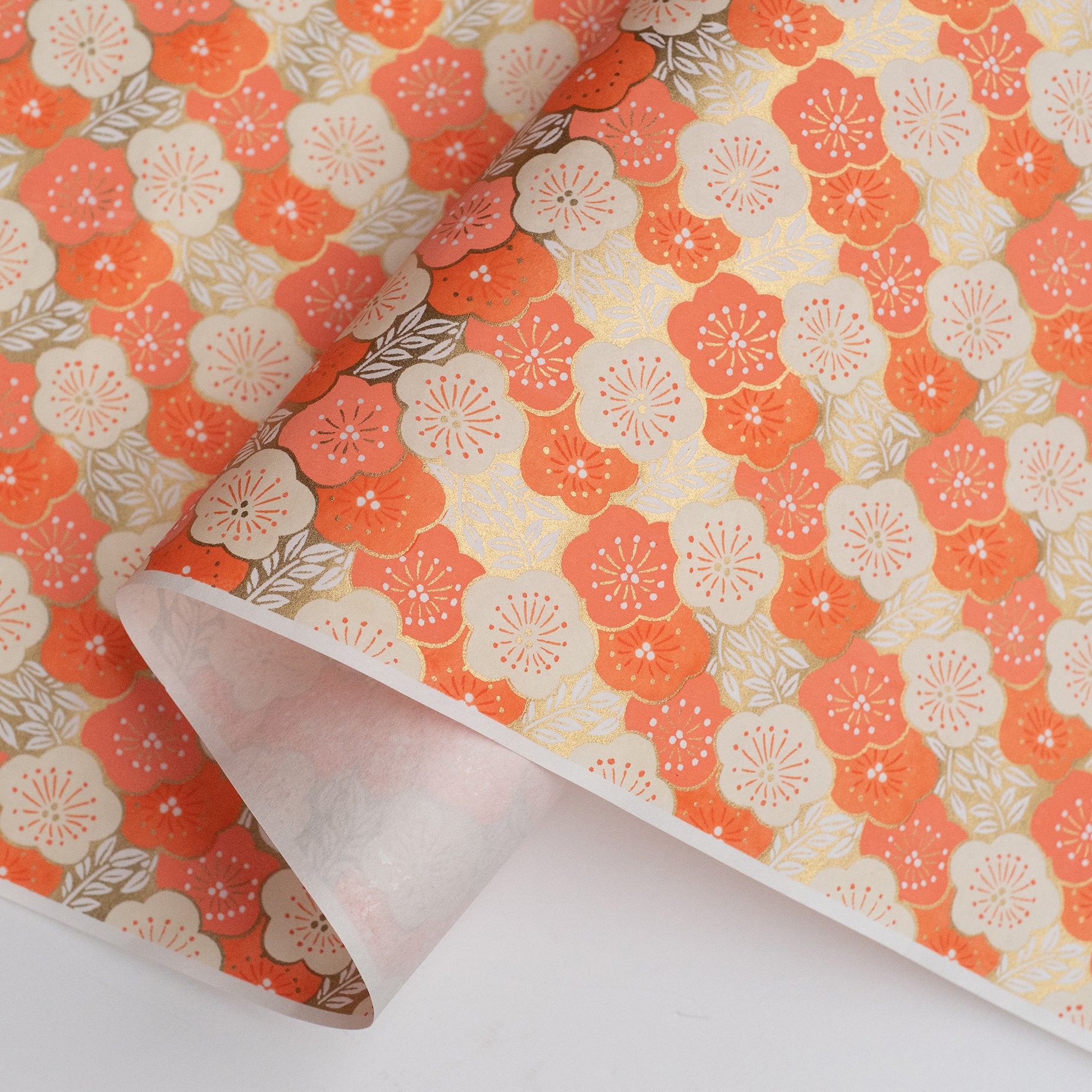 Japanese Paper | Chiyogami | Blossoms | Orange | Ch882