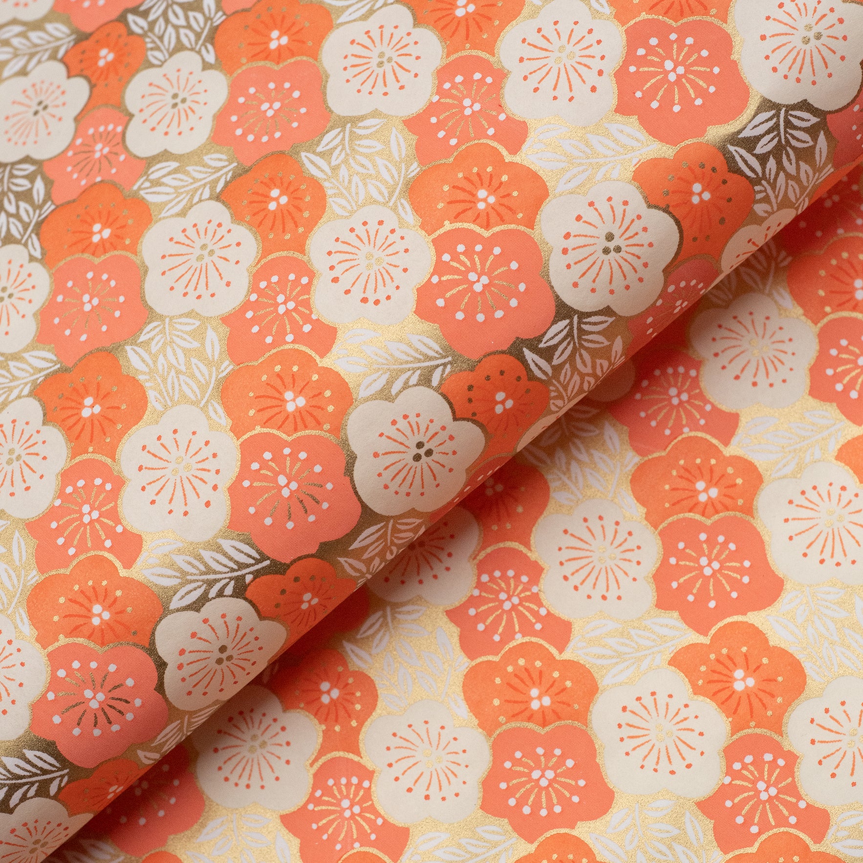 Japanese Paper | Chiyogami | Blossoms | Orange | Ch882