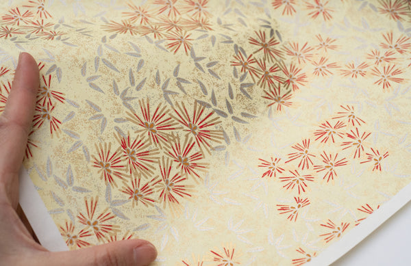 Japanese Paper | Chiyogami | Pine Needles on Yellow | CH877