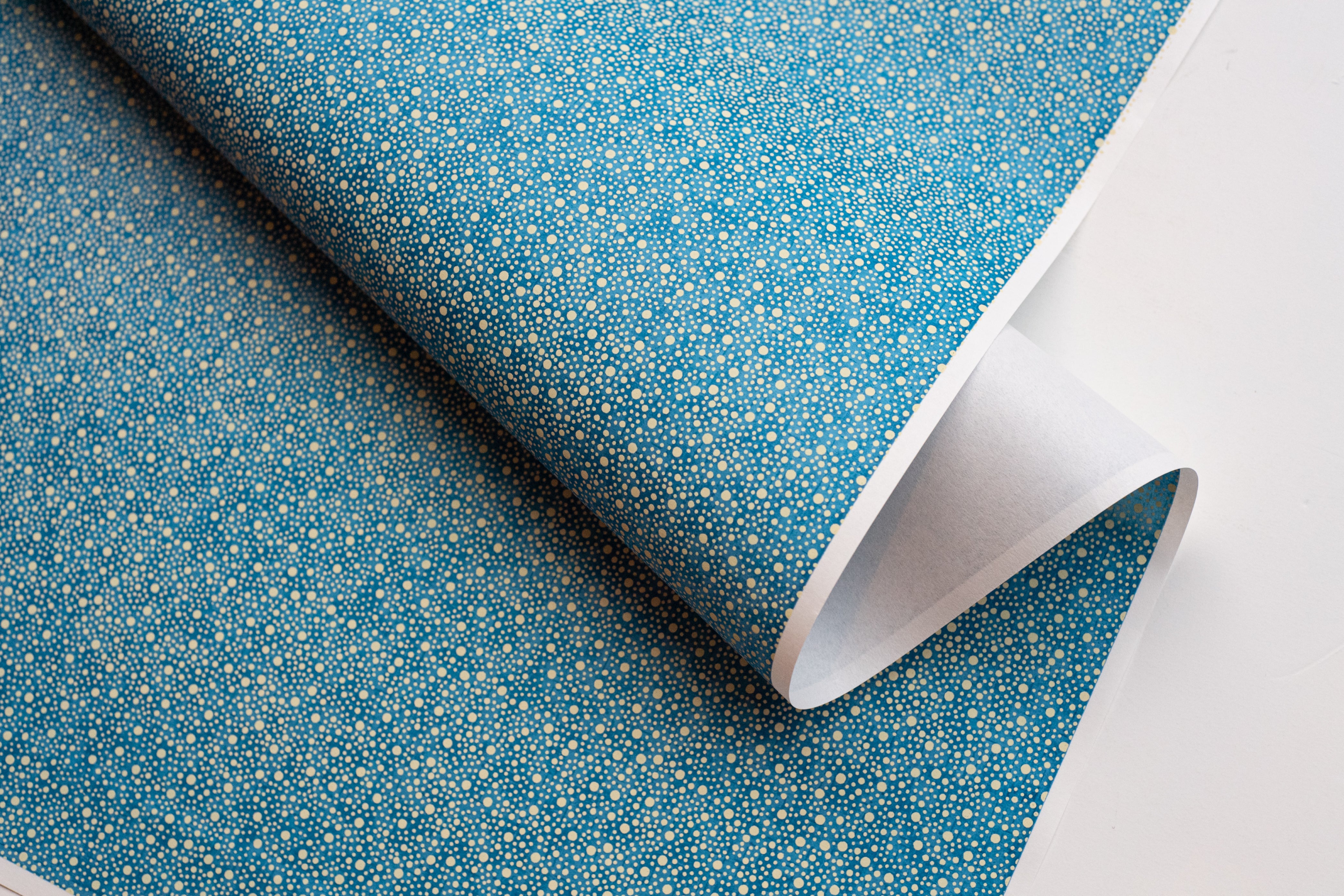 Japanese Paper | Chiyogami | Dots | Cream and Blue | Ch890