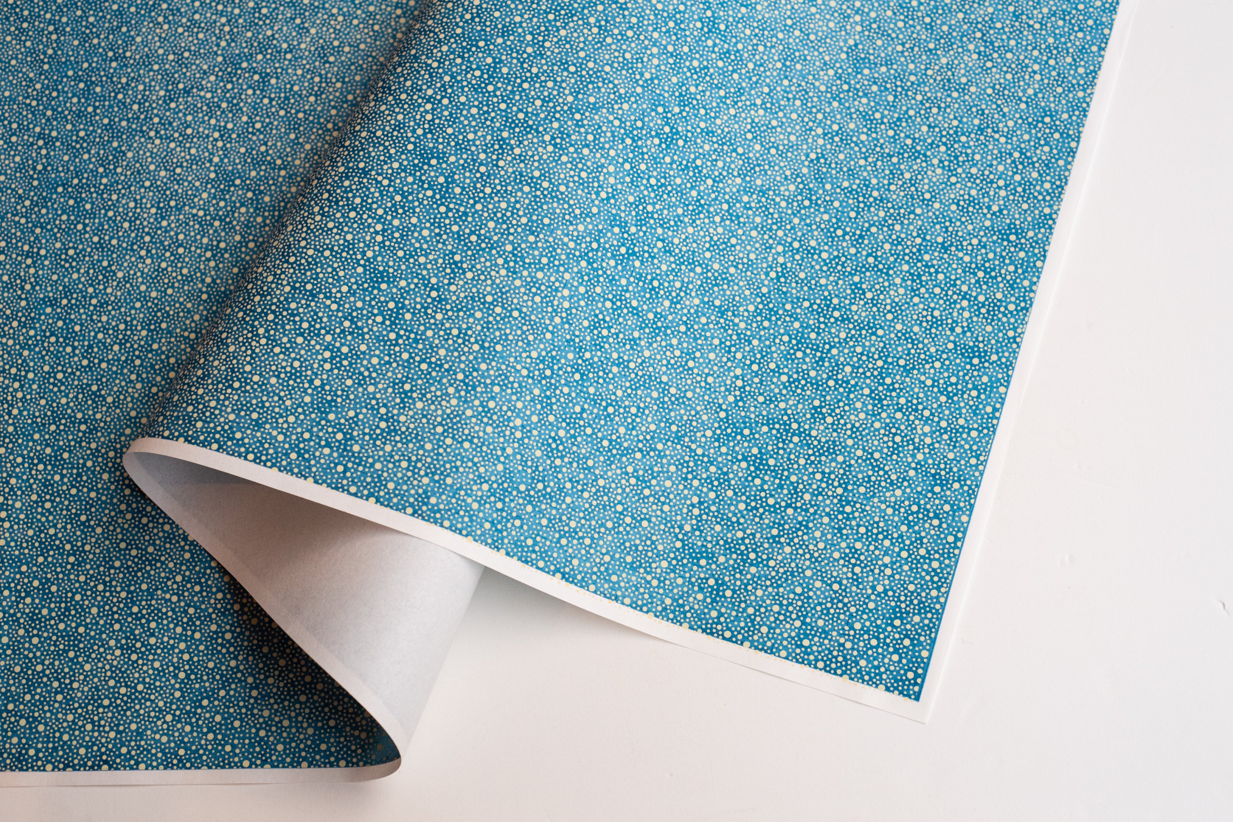 Japanese Paper | Chiyogami | Dots | Cream and Blue | Ch890