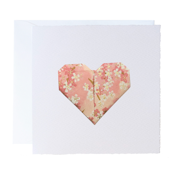All Occasion Greeting Card | Handmade Origami | Heart | Cherry Blossoms | Kami Paper | 2 COLOURS AVAILABLE