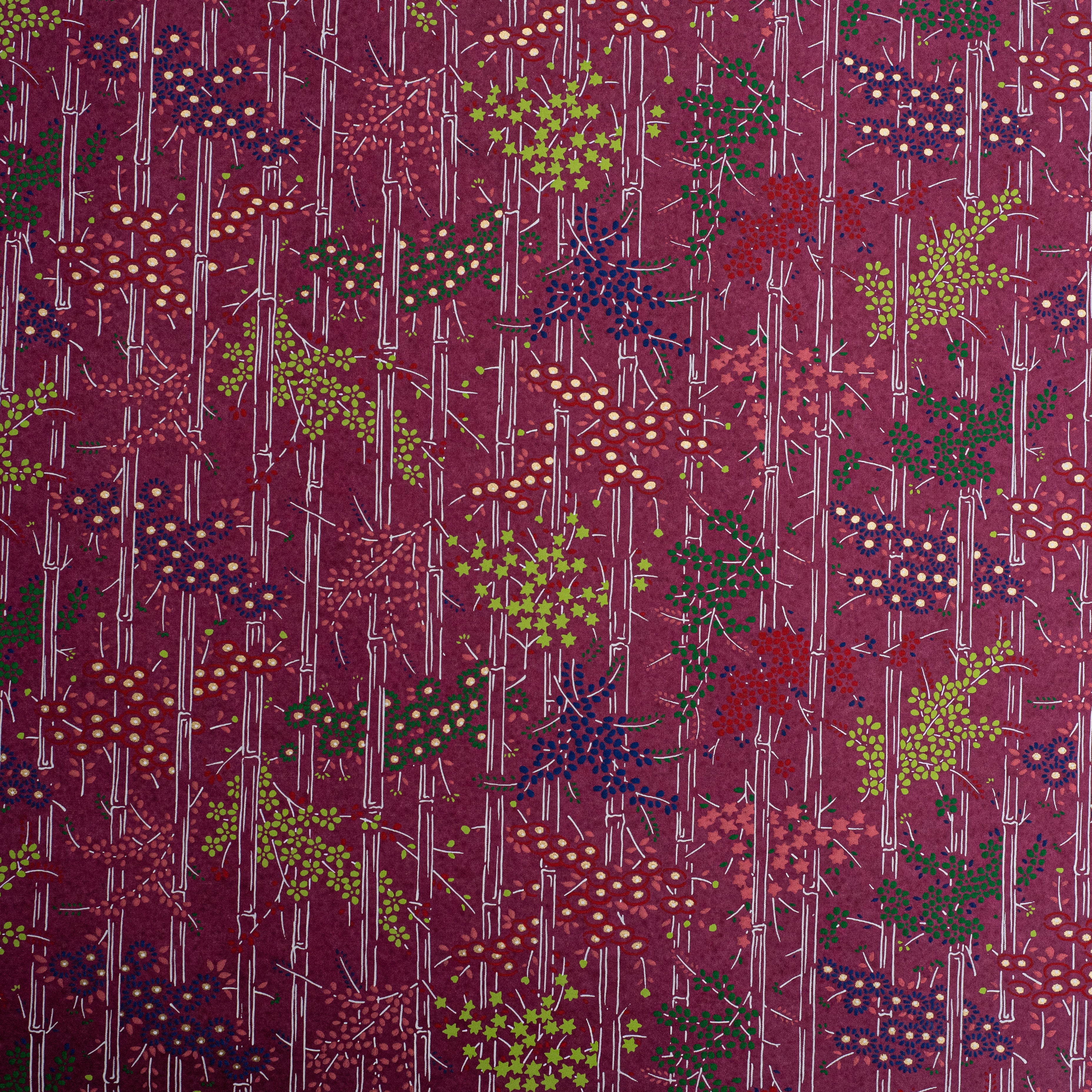 Japanese Paper | Chiyogami | Autumn Flowers on Red Wine | Ch885 - Kami Paper