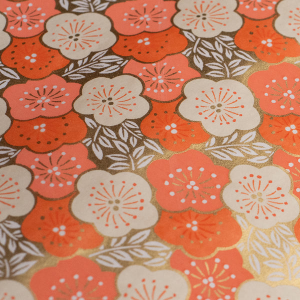 Japanese Paper | Chiyogami | Blossoms | Orange | Ch882 - Kami Paper