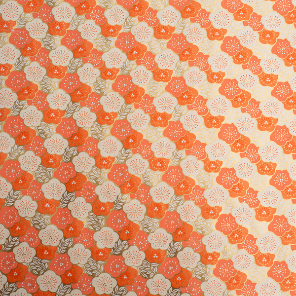 Japanese Paper | Chiyogami | Blossoms | Orange | Ch882 - Kami Paper