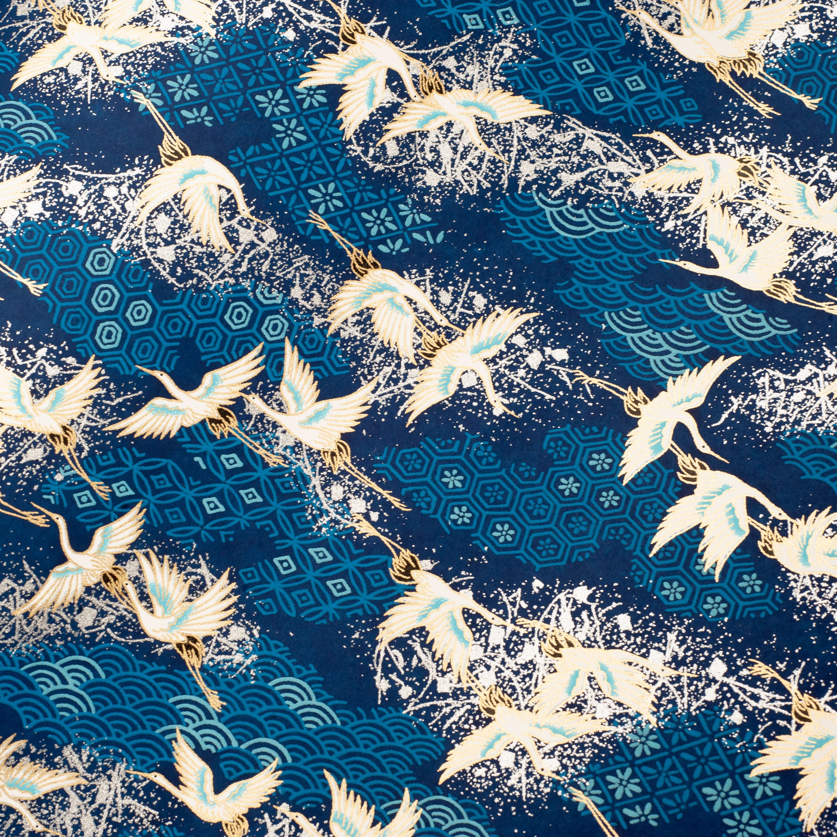 Japanese Paper | Chiyogami | Cranes on Blue | Ch869 - Kami Paper