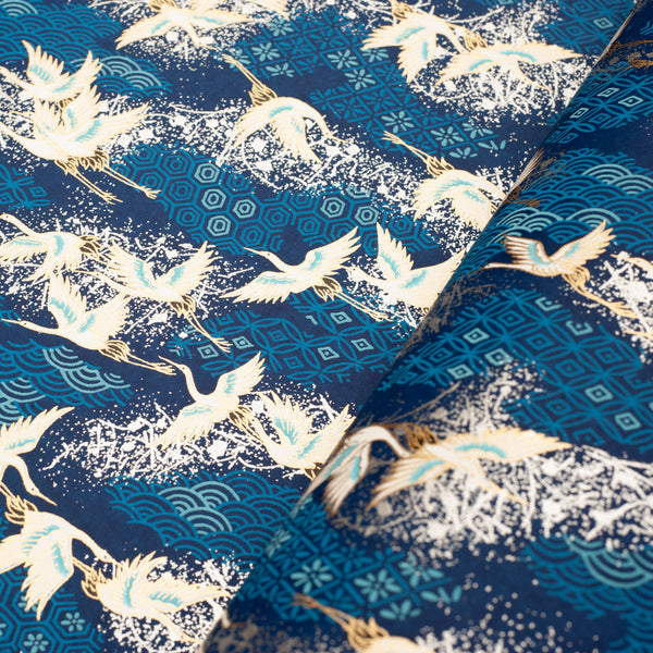 Japanese Paper | Chiyogami | Cranes on Blue | Ch869 - Kami Paper