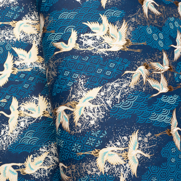Japanese Paper | Chiyogami | Cranes on Blue | Ch869 - Kami Paper