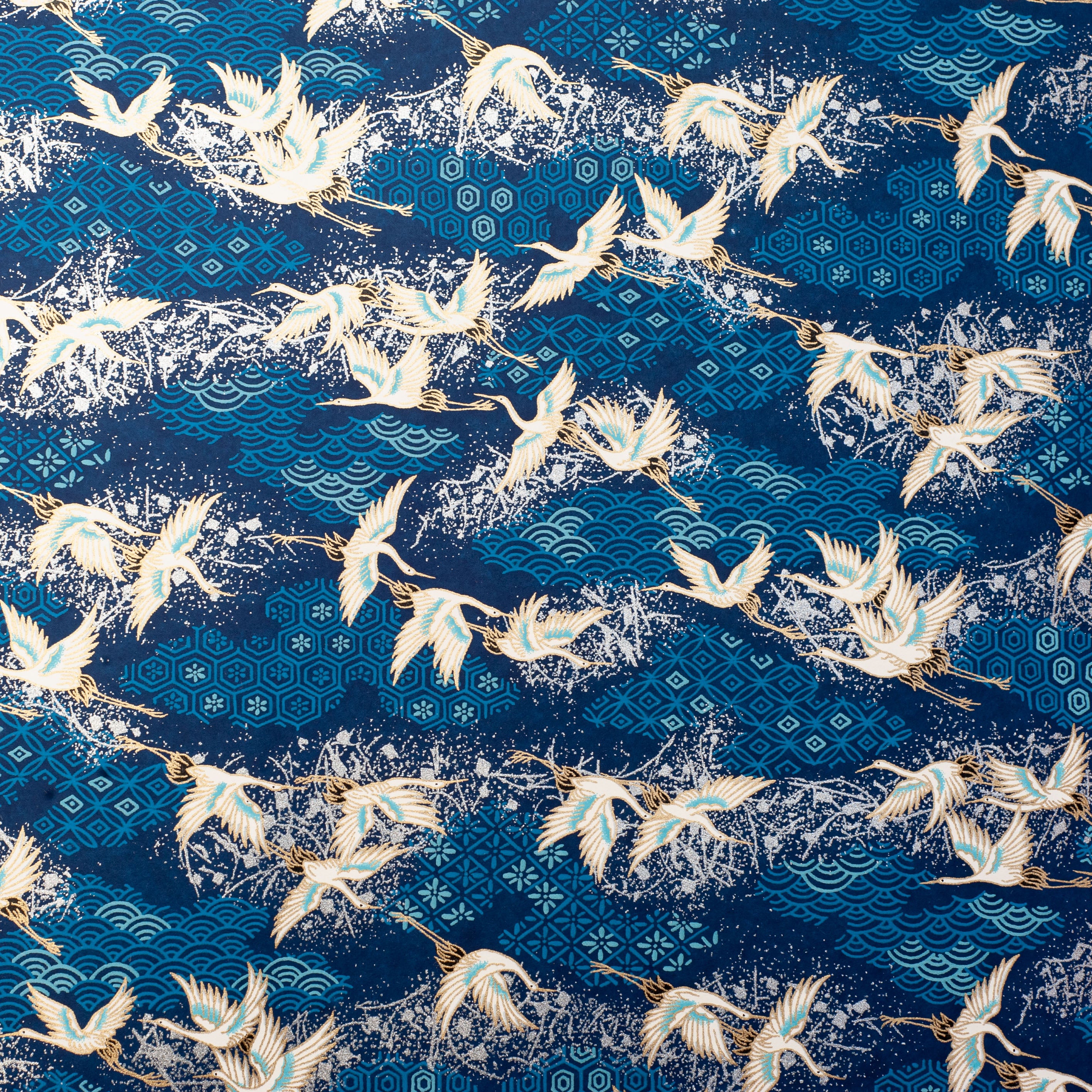 Japanese Paper | Chiyogami | Cranes on Blue | Ch869 - Kami Paper