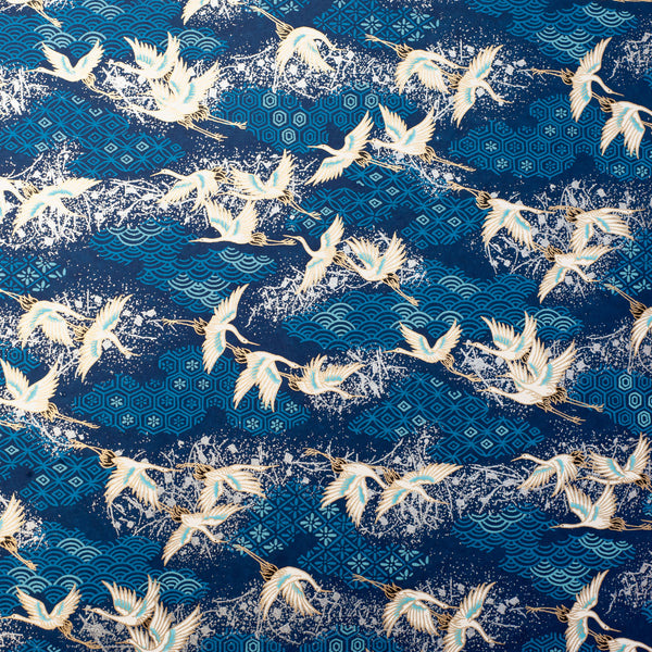 Japanese Paper | Chiyogami | Cranes on Blue | Ch869 - Kami Paper