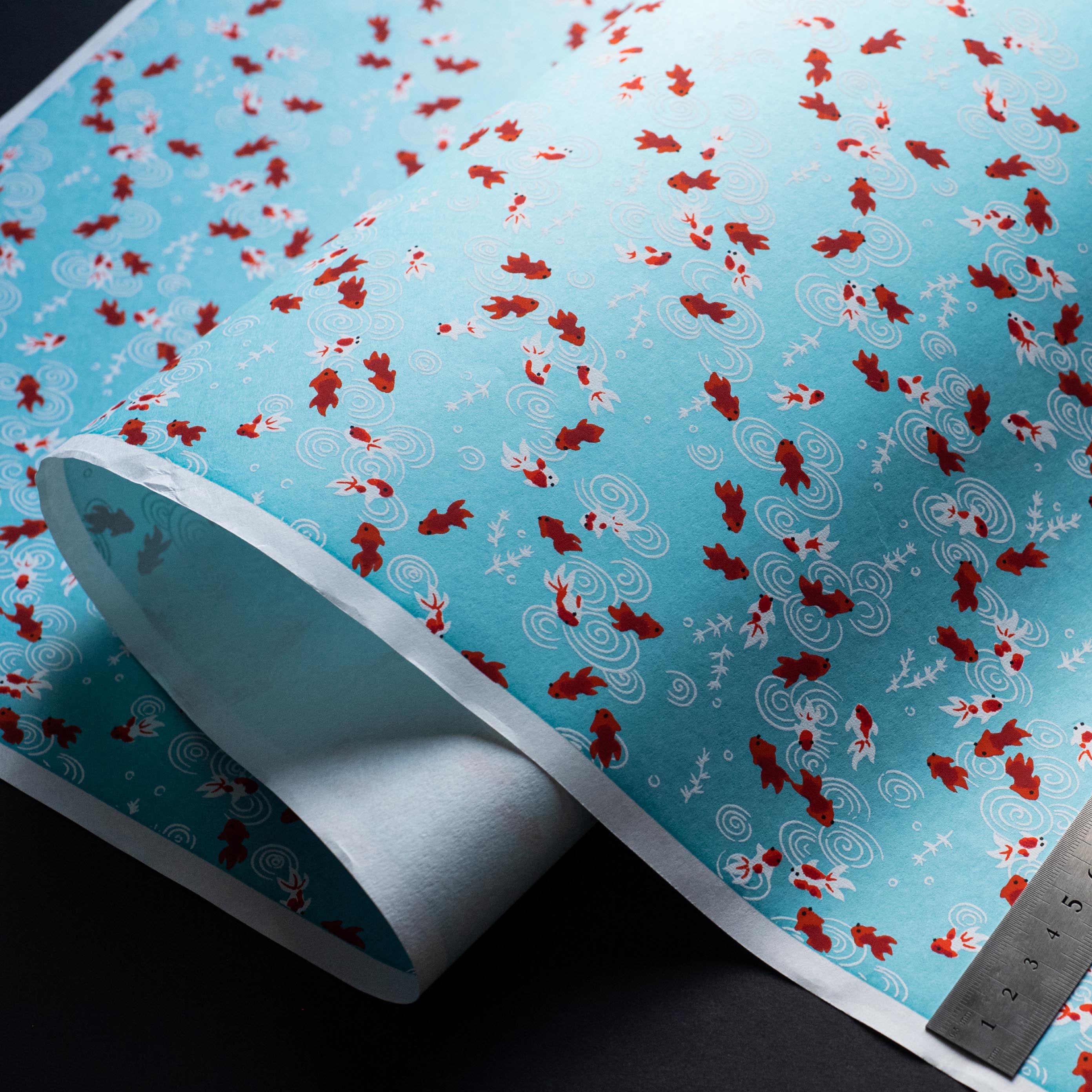 Japanese Paper | Chiyogami | Fish | Red White and Blue | Ch038 - Kami Paper