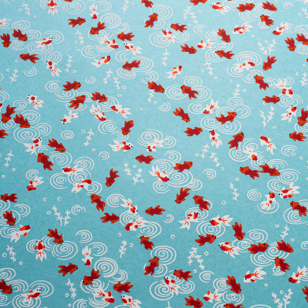 Japanese Paper | Chiyogami | Fish | Red White and Blue | Ch038 - Kami Paper