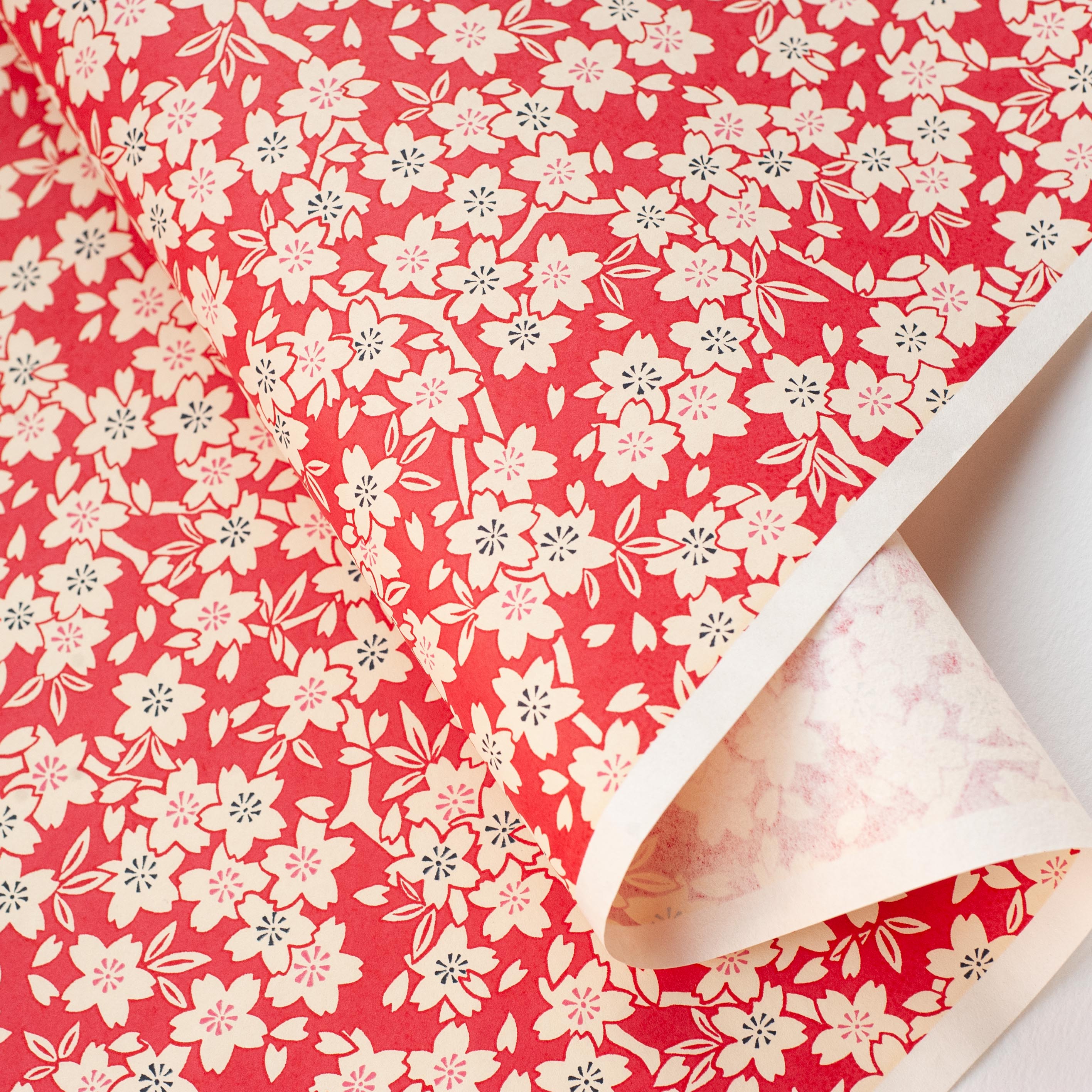 CH154: Flower on Red, Paper, Kami - Kami 
