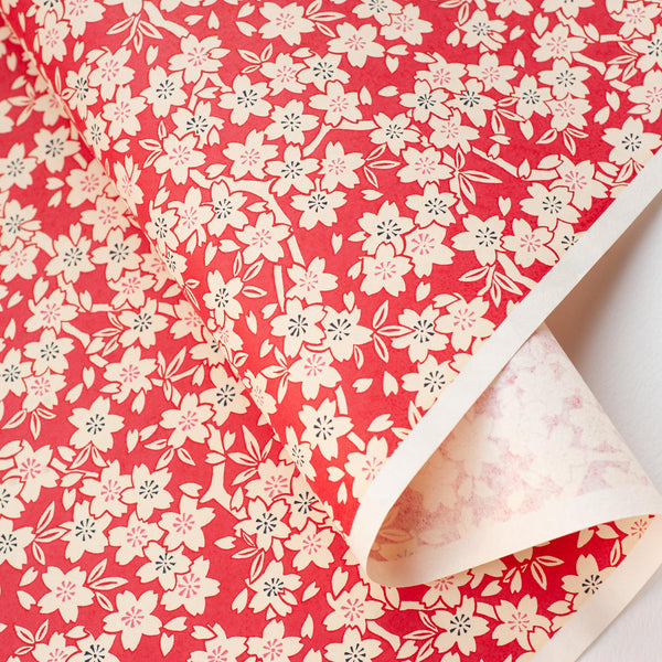 CH154: Flower on Red, Paper, Kami - Kami 