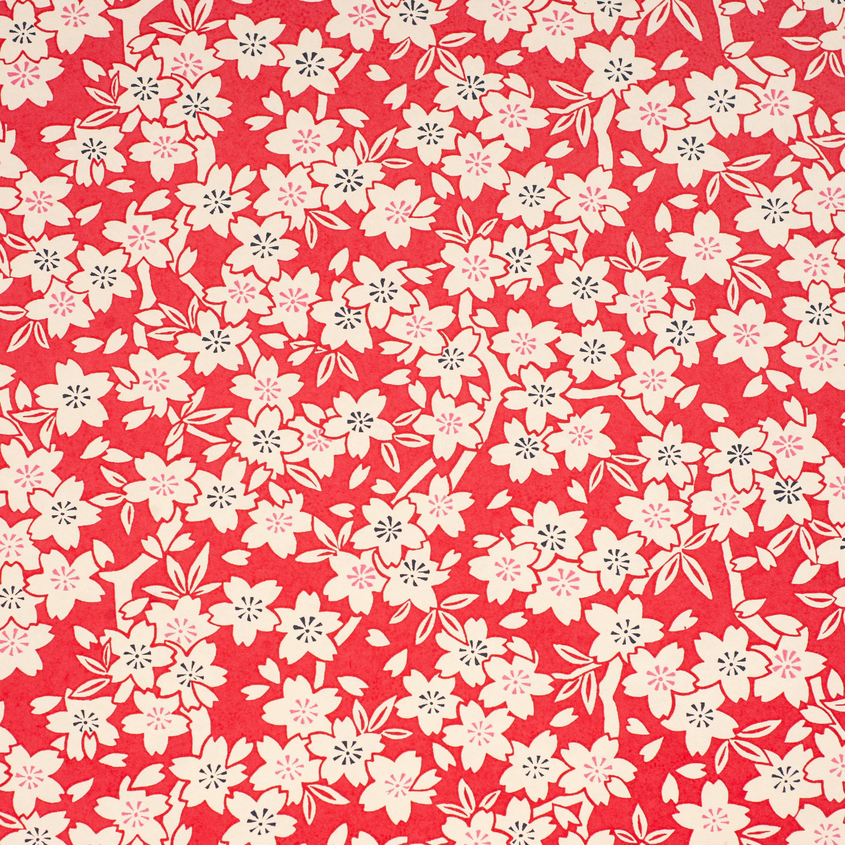 CH154: Flower on Red, Paper, Kami - Kami 