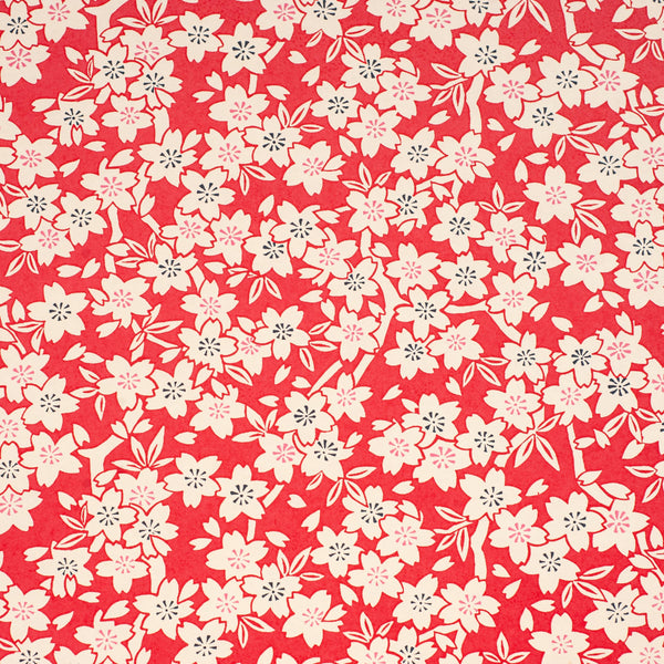 CH154: Flower on Red, Paper, Kami - Kami 